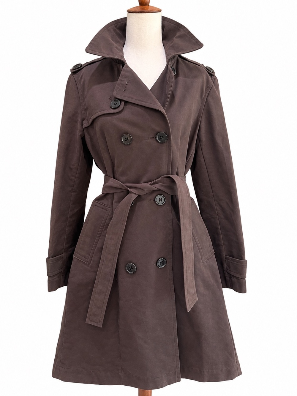 Gap Vintage 100% Cotton Brown Double-Breasted Trench Coat with Belt M